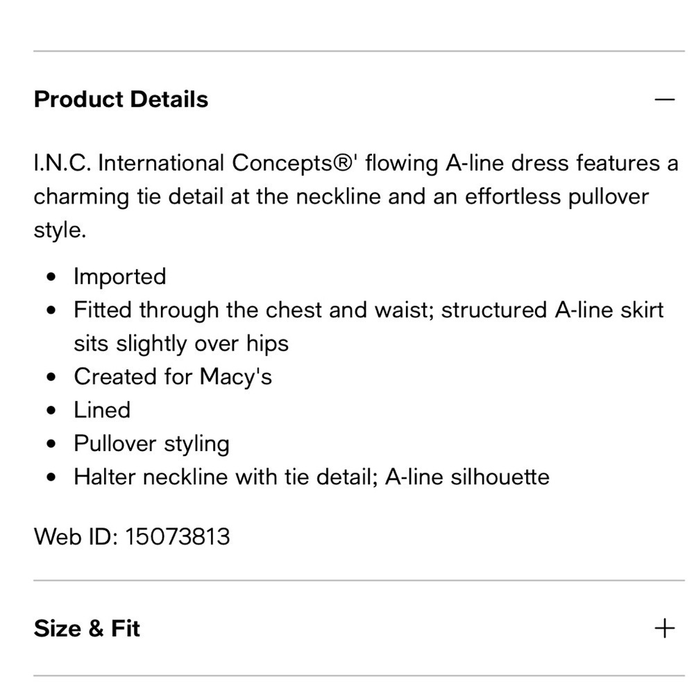 INC International Concepts Tie Neck A Line dress NWT Size XL - Picture 2 of 4